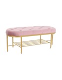 Banquette DKD Home Decor 100 x 35 x 40 cm Rose Doré Métal | Tienda24 Tienda24.eu