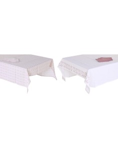 Tovaglia e tovaglioli DKD Home Decor 150 x 250 x 0,5 cm Rosa Bianco (2 Unità) da DKD Home Decor, Tovaglie - Ref: S3044634, Pr...