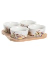 Appetizer Set DKD Home Decor 19,7 x 19,7 x 1 cm Natural Blue Multicolour Stoneware Cottage Houses | Tienda24 Tienda24.eu