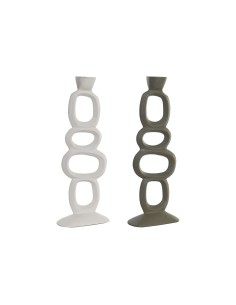 Candelabro DKD Home Decor 14,5 x 7 x 37 cm Alluminio Bianco Verde (2 Unità) da DKD Home Decor, Candelieri e portacandele - Re...