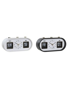 Reloj Despertador DKD Home Decor 20 x 6 x 9,5 cm Negro Blanco PVC (2 Unidades) de DKD Home Decor, Relojes de escritorio - Ref...