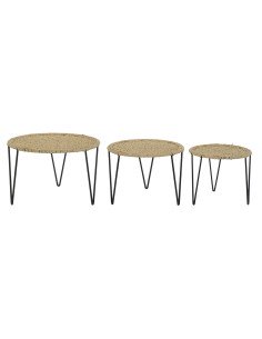 Set di 3 tavoli DKD Home Decor Marrone Nero Naturale 62 x 62 x 40 cm 62 x 62 x 40,5 cm da DKD Home Decor, Tavoli - Ref: S3052...