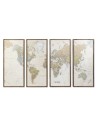 Set di 4 quadri DKD Home Decor Mappamondo Vintage Loft 200 x 3,5 x 120 cm da DKD Home Decor, Stampe e quadri su tela - Ref: S...