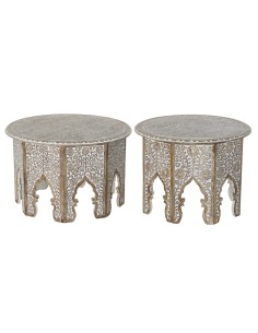 Side table DKD Home Decor Beige Golden Metal Crystal 60 x 35 x 75 cm | Tienda24 Tienda24.eu