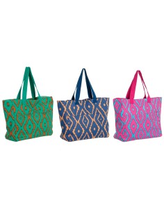 Borsa da Mare DKD Home Decor Azzurro Verde Arancio Fucsia 55 x 14 x 35 cm (3 Unità) da DKD Home Decor, Borse in stoffa e da s...