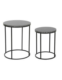 Set of 2 tables Home ESPRIT Golden Metal Marble 40 x 40 x 64 cm | Tienda24 Tienda24.eu