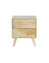 Nightstand DKD Home Decor Natural Natural rubber Paolownia wood MDF Wood 40 x 30 x 48 cm | Tienda24 Tienda24.eu