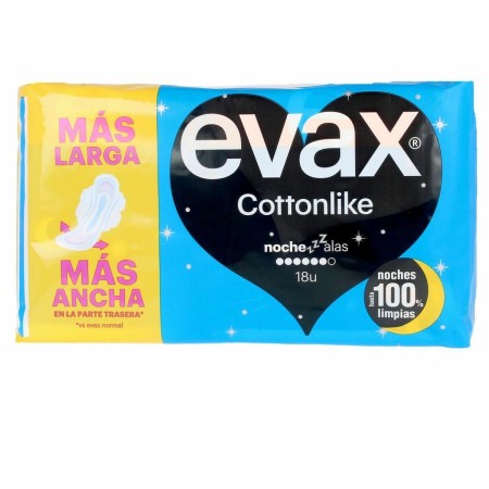 Pensos Higiénicos com Alas para a Noite Evax Cottonlike (18 uds) de Evax, Protege slips - Ref: S0594469, Preço: 7,87 €, Desco...