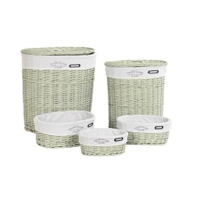 Juego de Cestos DKD Home Decor Verde Mimbre 51 x 37 x 56 cm