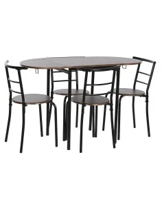 Conjunto de Mesa con 4 Sillas DKD Home Decor Marrón Negro Metal Madera MDF 121 x 55 x 78 cm de DKD Home Decor, Mesas - Ref: S...