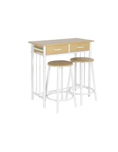 Conjunto de Mesa con 2 Sillas DKD Home Decor Metal Madera MDF 80 x 50 x 84 cm de DKD Home Decor, Mesas - Ref: S3053056, Preci...