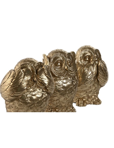 Figurine Décorative Home ESPRIT Doré Hibou 11 x 11 x 15 cm (3 Unités) | Tienda24 Tienda24.eu