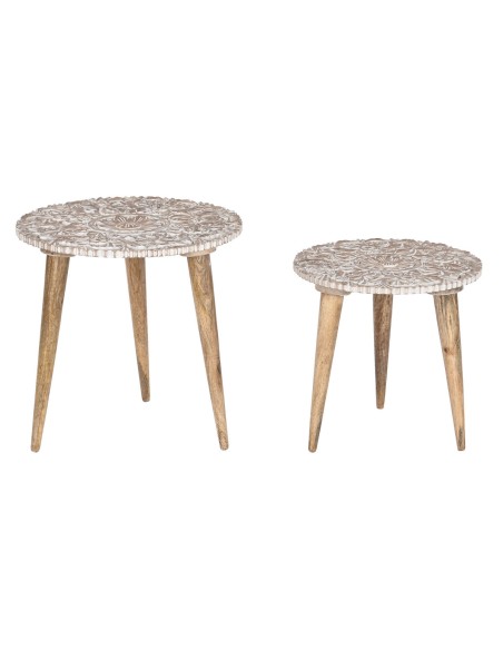 Set di 2 tavoli Home ESPRIT Bianco Naturale 45 x 45 x 45 cm da Home ESPRIT, Tavoli - Ref: S3053235, Precio: 90,65 €, Descuent...