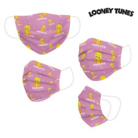 Máscara Higiénica em Tecido Reutilizável Looney Tunes Infantil Cor de Rosa de Looney Tunes, Descartáveis - Ref: S0724959, Pre...