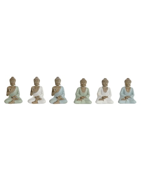 Figurine Décorative Home ESPRIT Blanc Vert Turquoise Buda Oriental 6 x 4 x 8,5 cm (6 Unités) | Tienda24 Tienda24.eu