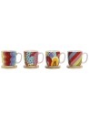 Conjunto de Chávenas de Café DKD Home Decor Multicolor Coral Bambu Dolomite 180 ml | Tienda24 Tienda24.eu