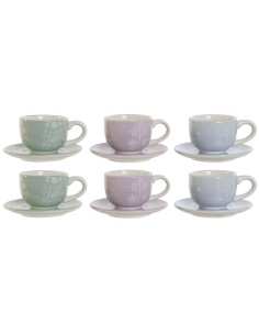 Piece Coffee Cup Set DKD Home Decor Blue Multicolour Metal Dolomite 4 Pieces 260 ml | Tienda24 Tienda24.eu