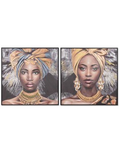 Pintura DKD Home Decor African Art 65 x 3,5 x 90 cm Colonial Africana Lacado (2 Unidades) | Tienda24 Tienda24.eu