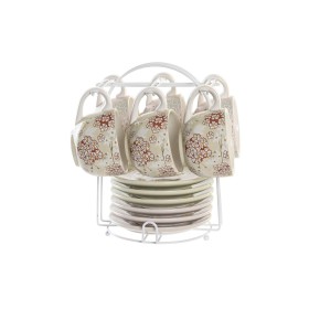 Juego de Tazas de Café DKD Home Decor Beige Metal Verde