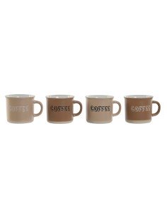 Piece Coffee Cup Set DKD Home Decor Blue White Metal Dolomite 260 ml 4 Pieces | Tienda24 Tienda24.eu