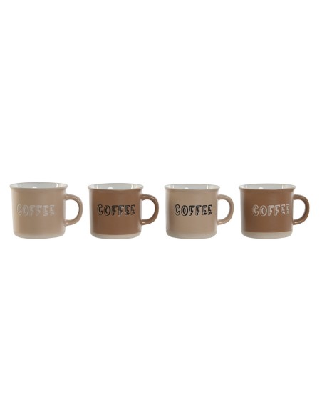 Piece Coffee Cup Set Home ESPRIT Brown Stoneware 4 Pieces 180 ml | Tienda24 Tienda24.eu