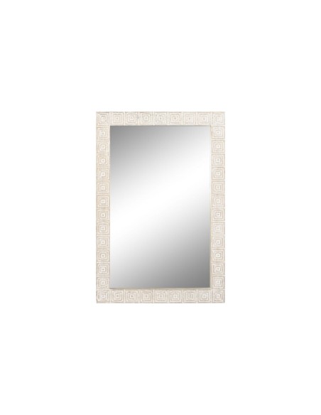 Miroir mural Home ESPRIT Blanc Naturel Bois de manguier Indien 94 x 3 x 140 cm | Tienda24 Tienda24.eu