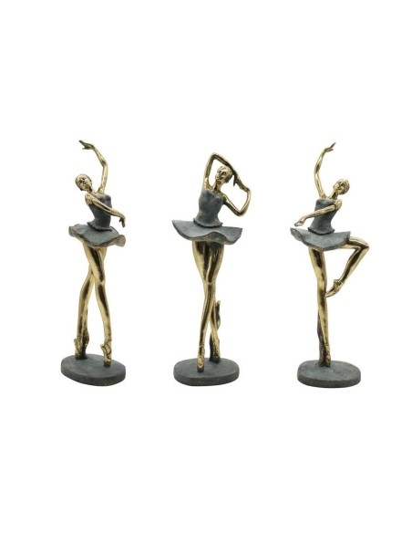 Figura Decorativa Home ESPRIT Cinzento Dourado Bailarina Ballet 15 x 10 x 43 cm (3 Unidades) | Tienda24 Tienda24.eu