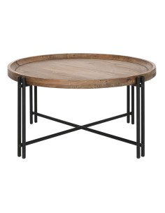 Mesa de apoio Romimex Preto Natural Metal madeira de pinho 50 x 52 x 50 cm | Tienda24 Tienda24.eu