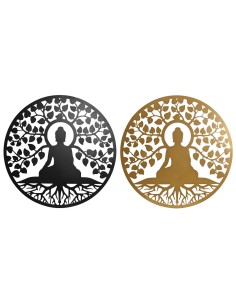 Decorazione da Parete Home ESPRIT Nero Dorato Buddha Orientale 100 x 1 x 100 cm (2 Unità) da Home ESPRIT, Soprammobili - Ref:...