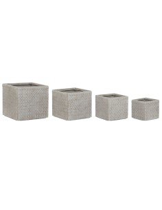 Set de Maceteros Romimex Blanco Beige Cuerda (2 Piezas) | Tienda24 Tienda24.eu