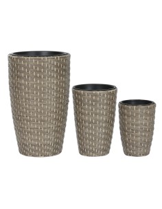 Set di vasi da fiori Home ESPRIT polipropilene Rattan 37 x 37 x 60 cm da Home ESPRIT, Cachepot - Ref: S3054562, Precio: 77,80...