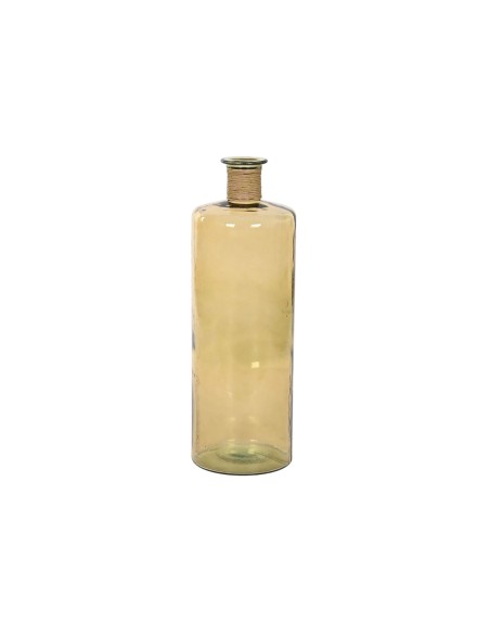 Jarrón Home ESPRIT Amarillo Cuerda Cristal Templado 25 x 25 x 75 cm | Tienda24 Tienda24.eu