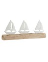 Figura Decorativa Home ESPRIT Blanco Natural Veleros Mediterráneo 62 x 8,5 x 25,5 cm | Tienda24 Tienda24.eu