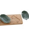 Set de Aperitivo Home ESPRIT Verde Verde oscuro Bambú Porcelana Tropical 4 Piezas 28,4 x 10,5 x 3 cm (2 Unidades) | Tienda24 Tienda24.eu