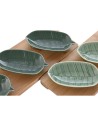 Appetizer Set Home ESPRIT Green Dark green Bamboo Porcelain Tropical 4 Pieces 28,4 x 10,5 x 3 cm (2 Units) | Tienda24 Tienda24.eu