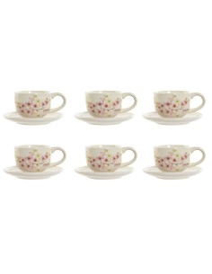 Set di 6 Tazze con Piatto Home ESPRIT Giallo Bianco Rosa Lilla Metallo Dolomite 180 ml da Home ESPRIT, Tazze - Ref: S3054752,...