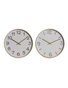 Reloj de Pared Home ESPRIT Blanco Cristal Madera MDF 40 x 4,5 x 40 cm (2 Unidades) | Tienda24 Tienda24.eu