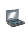 Box-Schmuckkästchen DKD Home Decor Silberfarben Himmelsblau Holz Aluminium 27,5 x 20 x 5,4 cm | Tienda24 Tienda24.eu