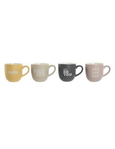 Piece Coffee Cup Set Home ESPRIT Brown Stoneware 4 Pieces 180 ml | Tienda24 Tienda24.eu