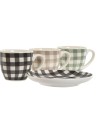 Juego de 6 Tazas con Plato Home ESPRIT Verde Beige Gris Porcelana 90 ml | Tienda24 Tienda24.eu