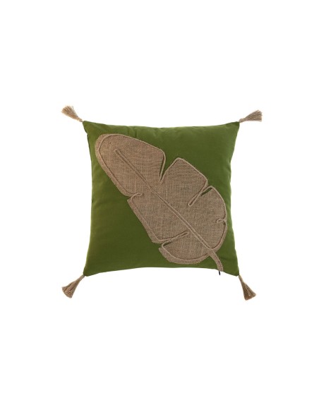 Almofada Home ESPRIT Verde Natural Boho 45 x 5 x 45 cm | Tienda24 Tienda24.eu