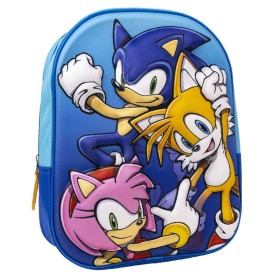 Zaino Scuola 3D Sonic 25 x 31 x 9 cm Azzurro di Sonic, Zainetti per bambini - Rif: S0737816, Prezzo: 9,56 €, Sconto: %