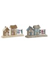 Decorative Figure Home ESPRIT Blue Red Multicolour Houses 25,5 x 9 x 13,5 cm (2 Units) | Tienda24 Tienda24.eu