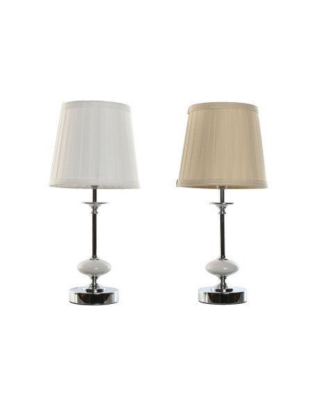 Desk lamp Home ESPRIT White Beige Metal Porcelain 25 W 220 V 20 x 20 x 44 cm (2 Units) | Tienda24 Tienda24.eu