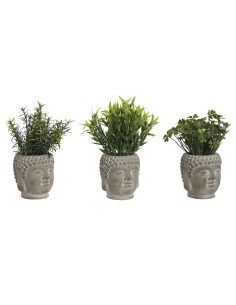 Planta Decorativa Home ESPRIT Polietileno Cemento Buda 10 x 10 x 21 cm (3 Unidades) de Home ESPRIT, Plantas - Ref: S3055536, ...