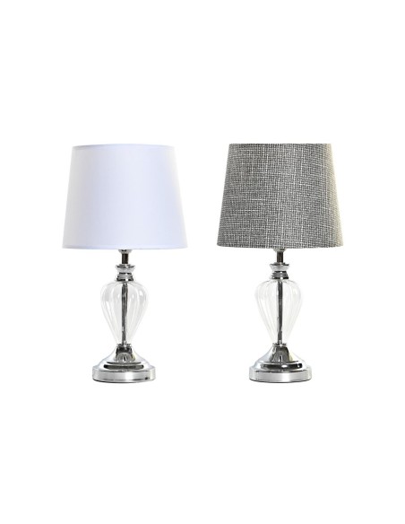 Desk lamp Home ESPRIT White Grey Metal Crystal 20 x 20 x 37 cm (2 Units) | Tienda24 Tienda24.eu