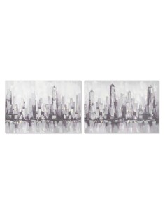 Painting Home ESPRIT White polystyrene Canvas Abstract Scandinavian 40 x 4,8 x 50 cm (3 Units) | Tienda24 Tienda24.eu