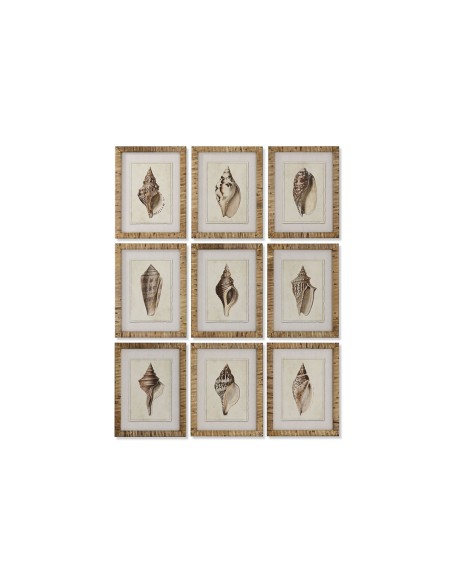 Quadro Home ESPRIT Mediterraneo Conchiglia 30 x 2,5 x 40 cm (9 Unità) da Home ESPRIT, Stampe e quadri su tela - Ref: S3055711...