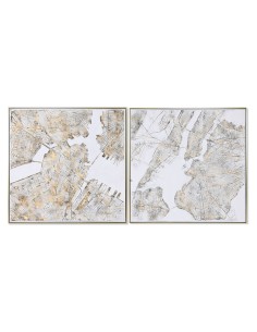 Conjunto de 4 quadros Tela Mármore Branco 35 x 7 x 35 cm (6 Unidades) | Tienda24 Tienda24.eu