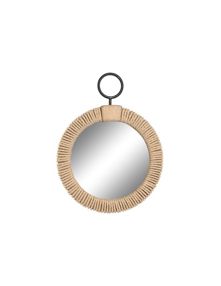 Wall mirror Home ESPRIT Natural Wood Rope Mirror Mediterranean 25 x 3,5 x 33 cm | Tienda24 Tienda24.eu